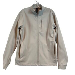 Lululemon Mens Sojourn Jacket Tan Khaki Full Zip Athletic Coat LM3CZOS -Large-